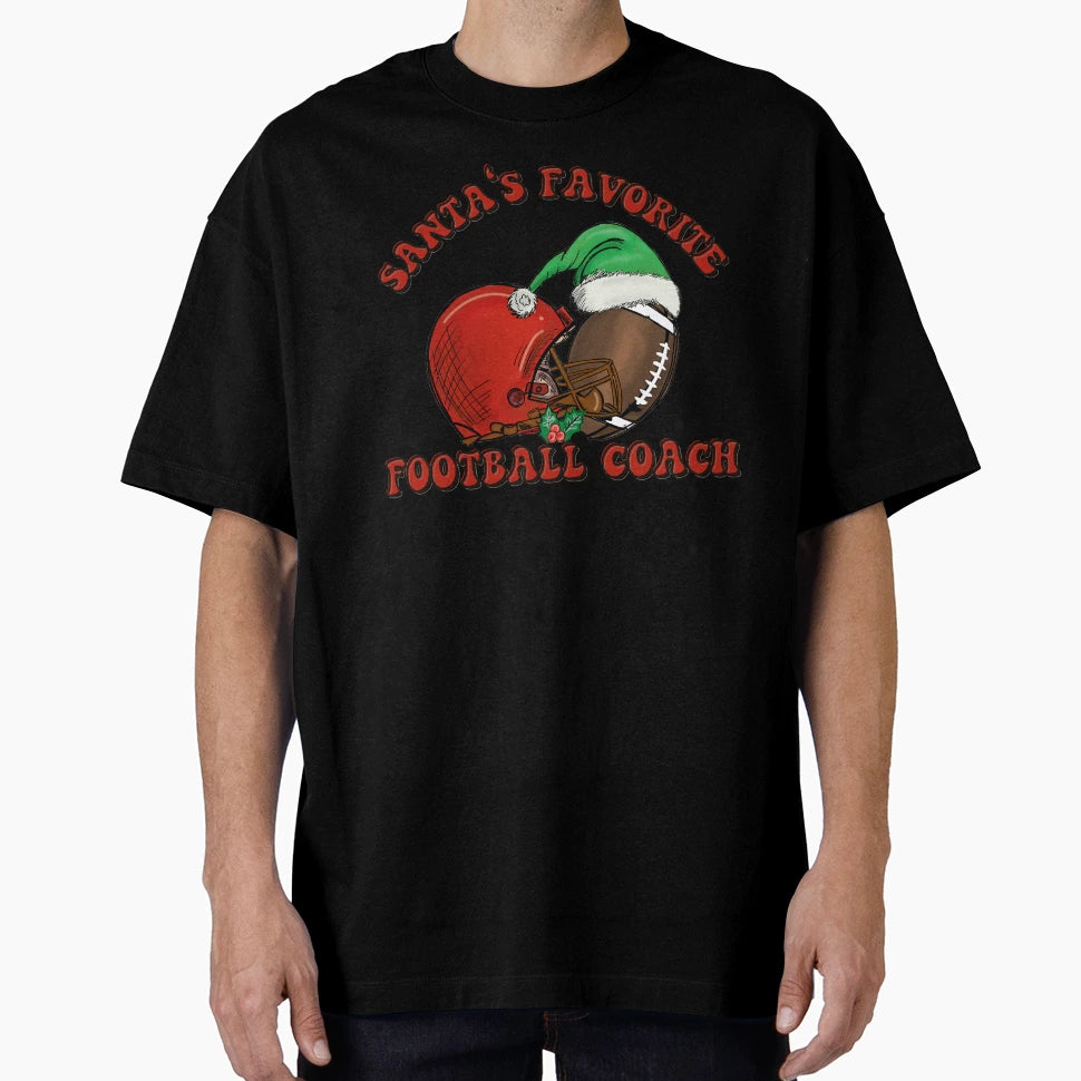 Santas Favorite Football Coach T-Shirt - Trendy Graphic for Adults - T-Shirt, Sweatshirt, Hoodie
