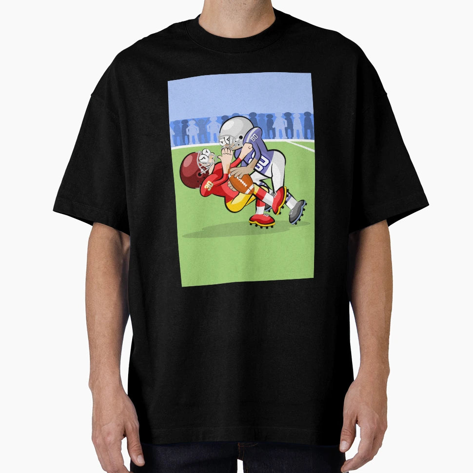 American Football Player Frontal Collision T-Shirt - Unique Graphic Unisex - T-Shirt, Sweatshirt, Hoodie