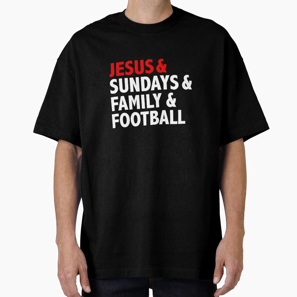 Jesus Sundays Family Football Christian God T-Shirt - Trendy Graphic Unisex - T-Shirt, Sweatshirt, Hoodie