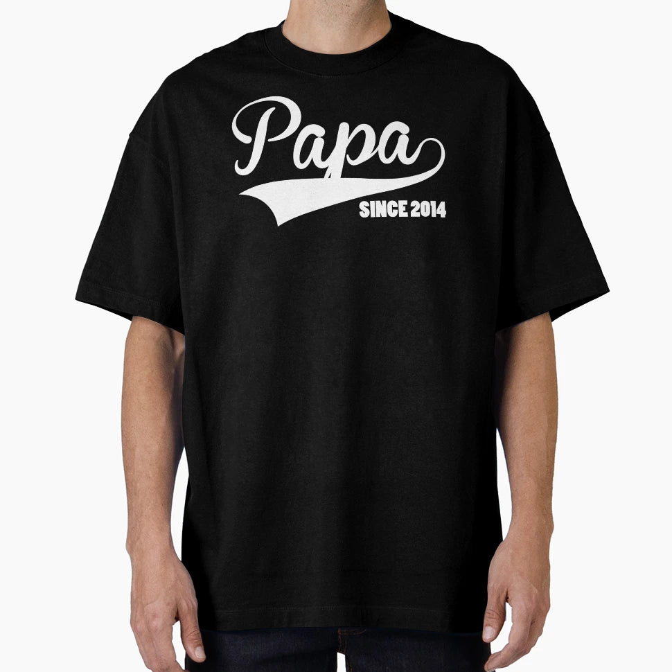 Papa Since 2014 T-Shirt - Minimalist Print Men Women - T-Shirt, Sweatshirt, Hoodie