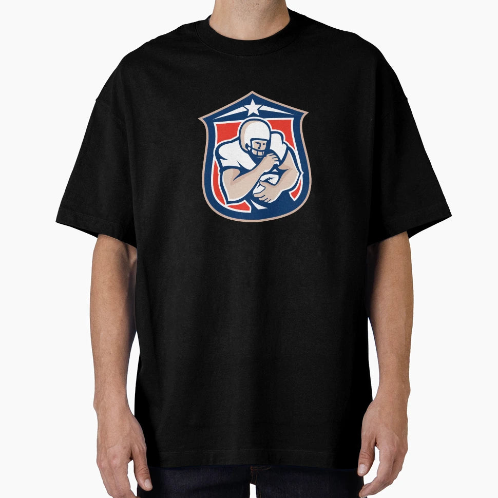 American Football Holding Ball Shield T-Shirt - Novelty Apparel for Adults - T-Shirt, Sweatshirt, Hoodie