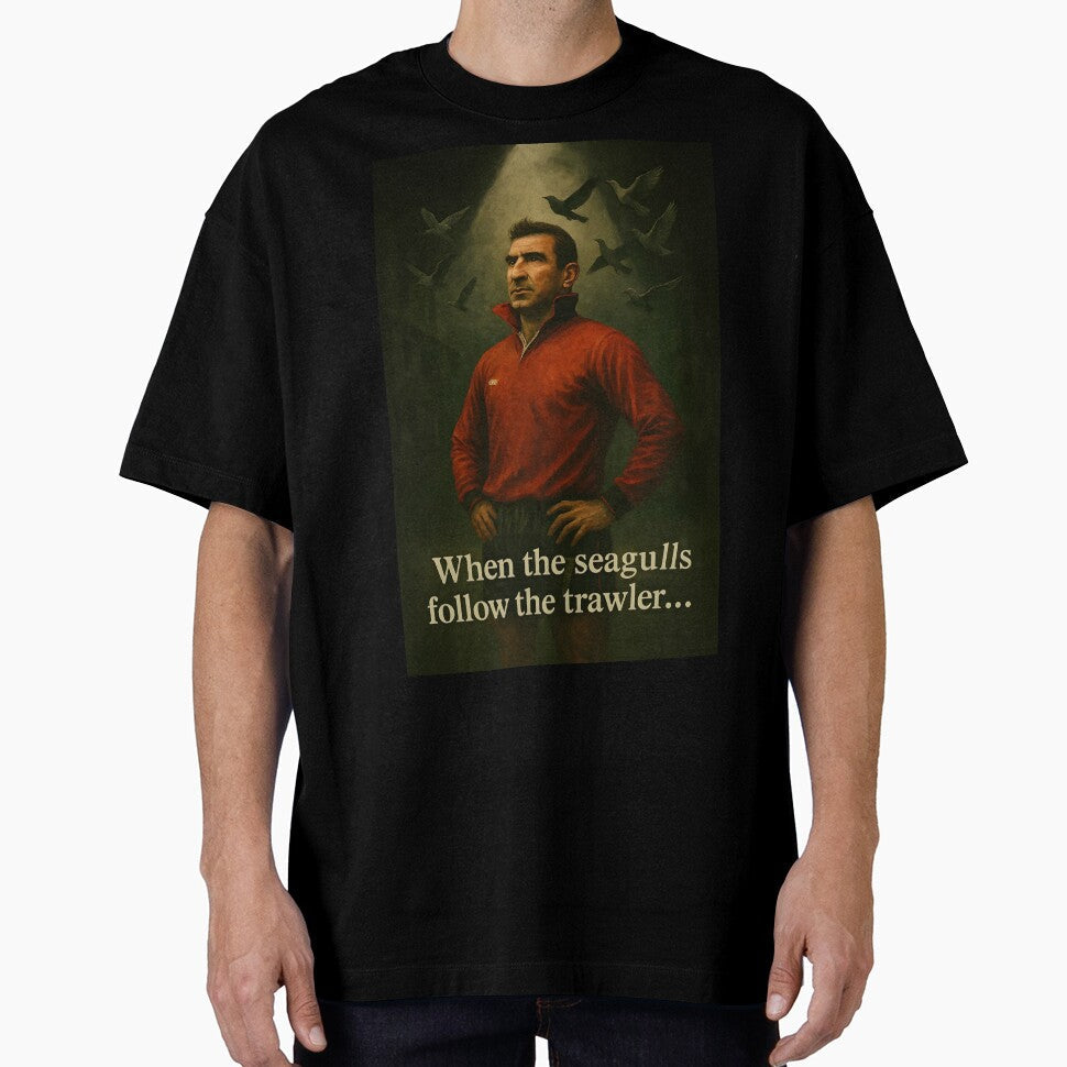 Cantona The King's Stance Surreal Football Art Print - Adult & Kids T-Shirts, Sweatshirts & Hoodies apparel design preview 1