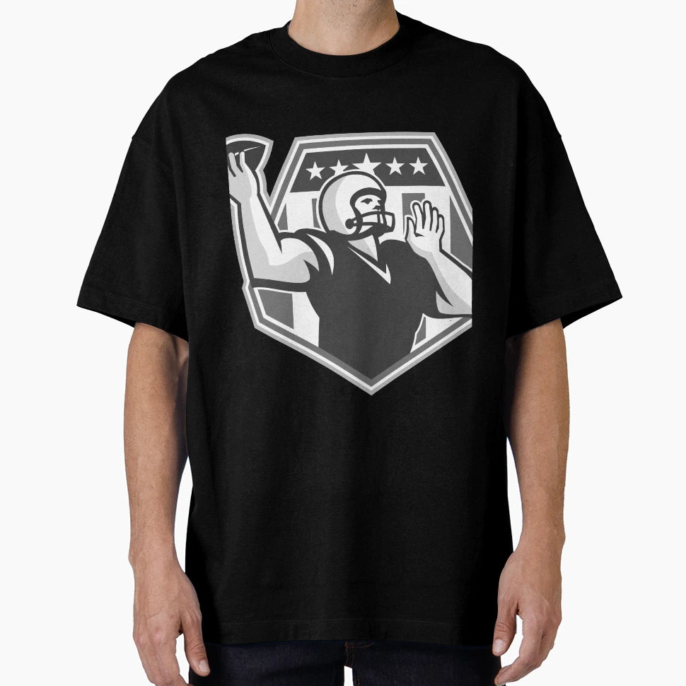 American Football Quarterback Shield T-Shirt - Trendy Graphic Unisex - T-Shirt, Sweatshirt, Hoodie