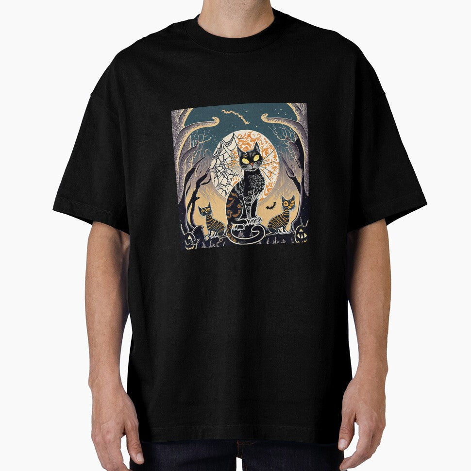 Creative Halloweens Cat Illustration by Parallax - Adult & Kids T-Shirts, Sweatshirts & Hoodies apparel design preview 1
