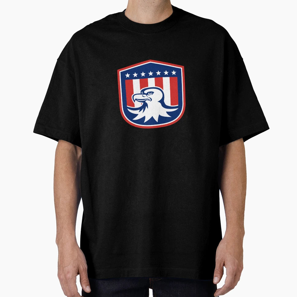 American Bald Eagle Head Flag Shield T-Shirt - Graphic Print for Adults - T-Shirt, Sweatshirt, Hoodie
