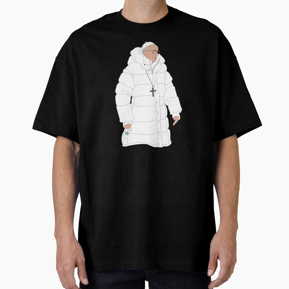 Pope Puffy Jacket Coffee T-Shirt - Trendy Graphic Unisex - T-Shirt, Sweatshirt, Hoodie