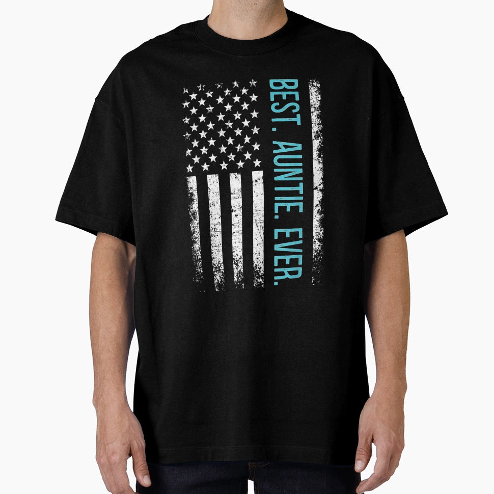 Best Auntie Ever American Flag T-Shirt - Minimalist Print Men Women - T-Shirt, Sweatshirt, Hoodie