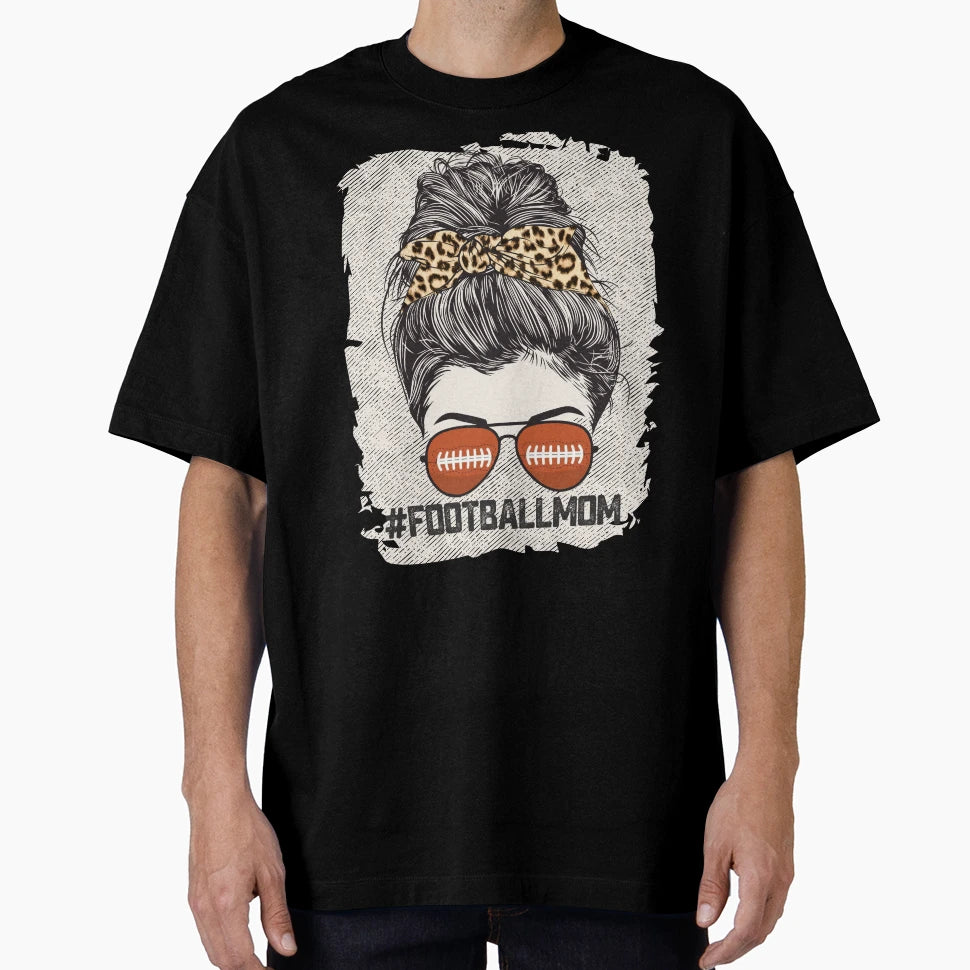Bleached Football Mom Messy Bun T-Shirt - Minimalist Print Unisex - T-Shirt, Sweatshirt, Hoodie