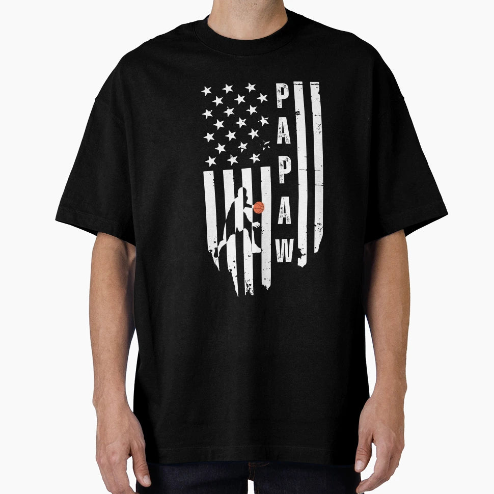 America Flag Proud Basketball Papaw T-Shirt - Fun Novelty Design Men Women - T-Shirt, Sweatshirt, Hoodie