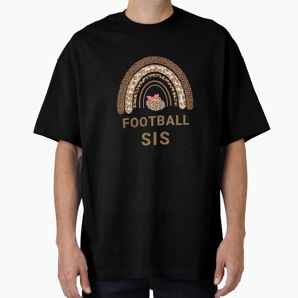 Leopard Rainbow American Football Sis T-Shirt - Aesthetic Graphic Unisex - T-Shirt, Sweatshirt, Hoodie