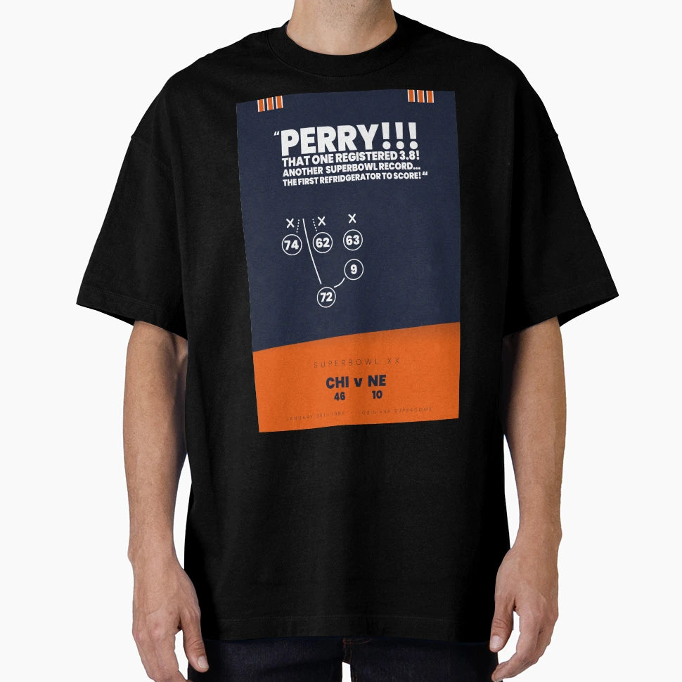 Fridge William Perry Playbook Art T-Shirt - Novelty Apparel for Adults - T-Shirt, Sweatshirt, Hoodie