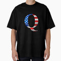 Us Usa America Flag Capital Letter Q T-Shirt - Casual Everyday Wear Unisex - T-Shirt, Sweatshirt, Hoodie