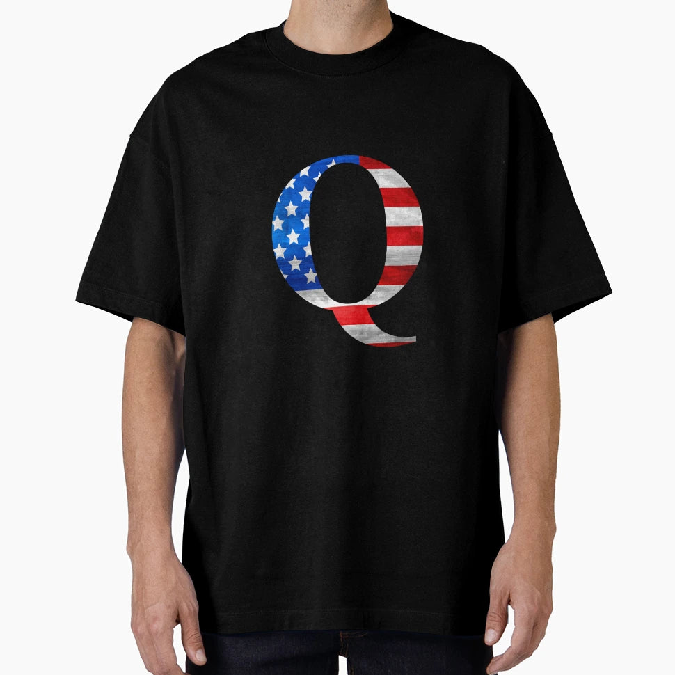 Us Usa America Flag Capital Letter Q T-Shirt - Casual Everyday Wear Unisex - T-Shirt, Sweatshirt, Hoodie