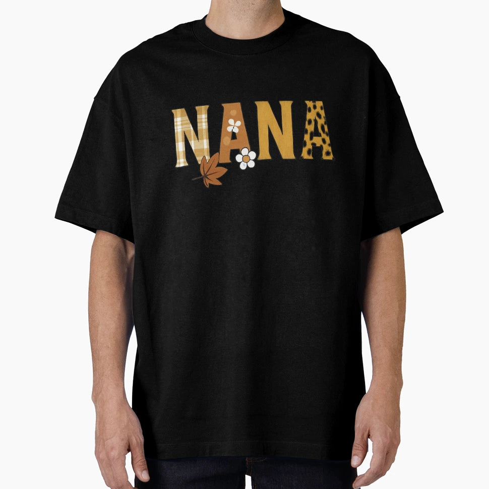 Nana Autumn Themed Letter Artwork Plaid T-Shirt - Custom Art Print Unisex - T-Shirt, Sweatshirt, Hoodie