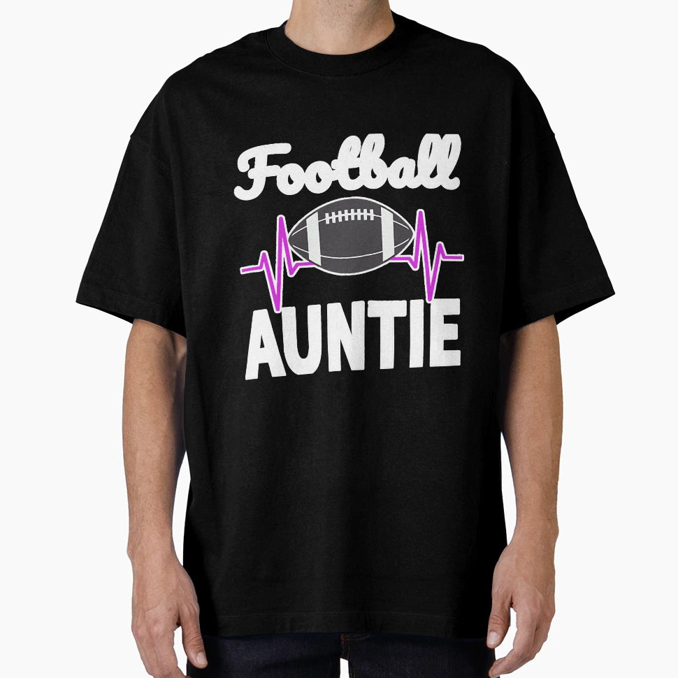 Football Auntie Heartbeat T-Shirt - Fun Novelty Design for Adults - T-Shirt, Sweatshirt, Hoodie
