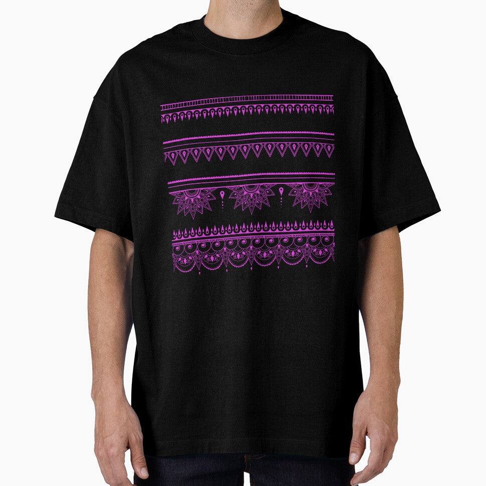 South asian patterns megenta on black by Chaoticzarts - Adult & Kids T-Shirts, Sweatshirts & Hoodies apparel design preview 1