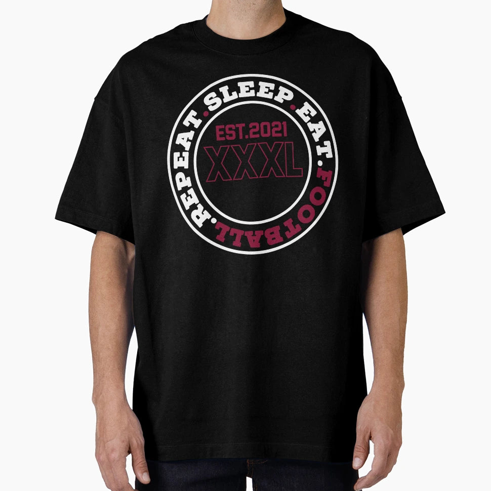 Sleep Eat Football Repeat T-Shirt - Custom Art Print Men Women - T-Shirt, Sweatshirt, Hoodie
