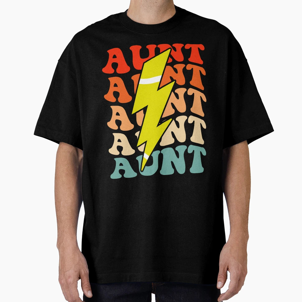 Tennis Aunt Groovy Lightning Bolt T-Shirt - Trendy Graphic for Adults - T-Shirt, Sweatshirt, Hoodie