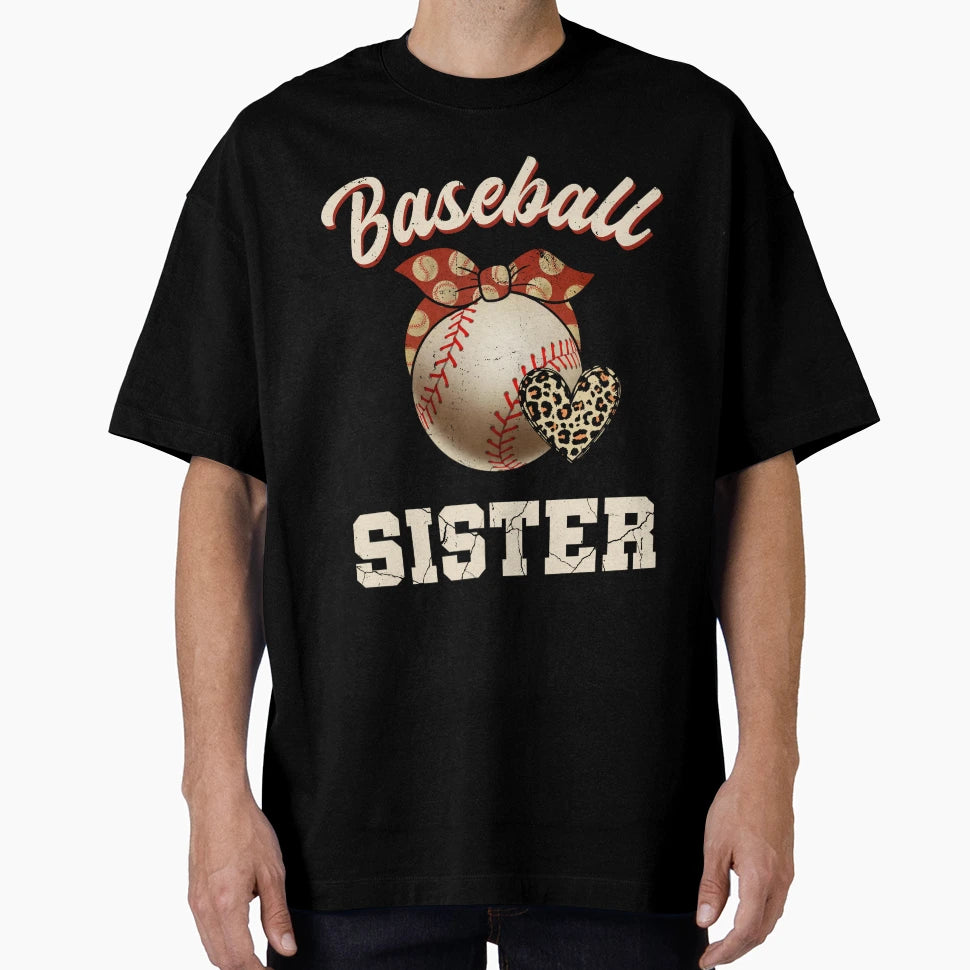 Baseball Sister Leopard Baseball Player T-Shirt - Minimalist Print Unisex - T-Shirt, Sweatshirt, Hoodie