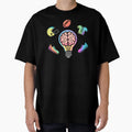 Vibrant Neon Brain Lightbulb Surrounded T-Shirt - Unique Graphic for Adults - T-Shirt, Sweatshirt, Hoodie