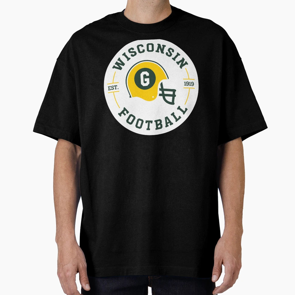 Wisconsin Football Badge T-Shirt - Casual Everyday Wear Men Women - T-Shirt, Sweatshirt, Hoodie