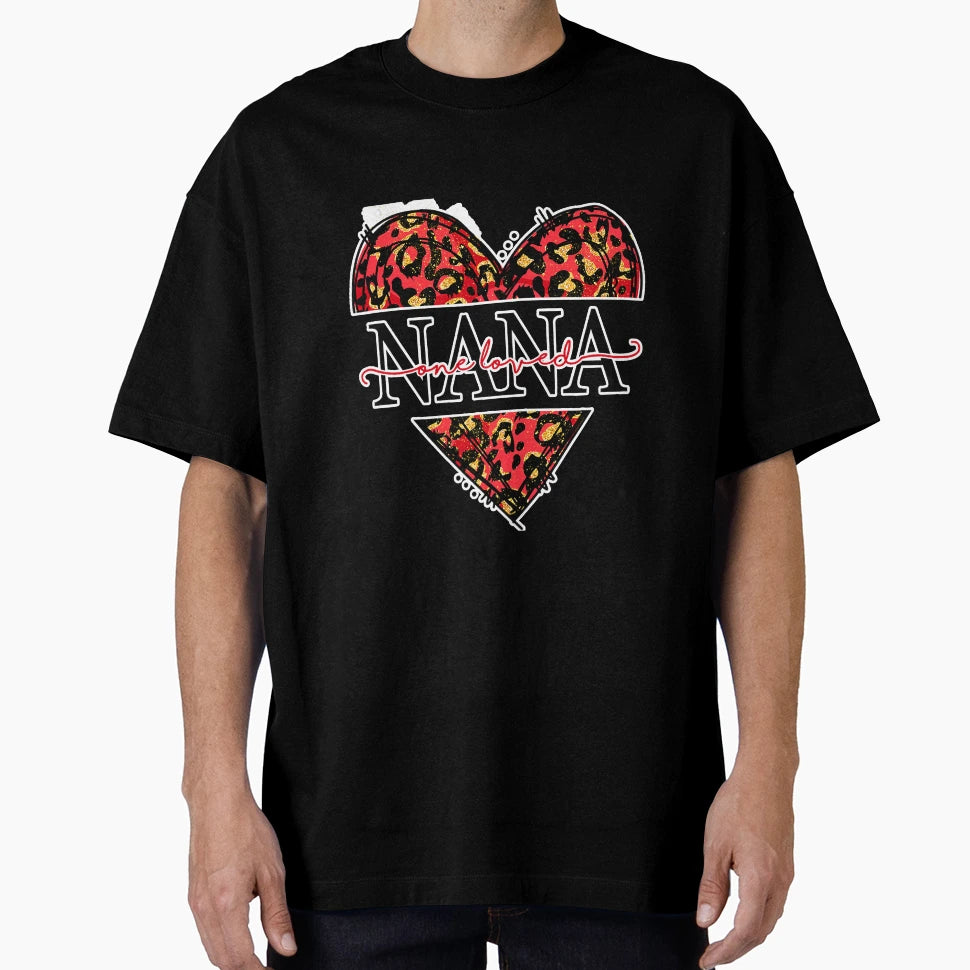 Leopard Heart One Loved Nana T-Shirt - Aesthetic Graphic Unisex - T-Shirt, Sweatshirt, Hoodie