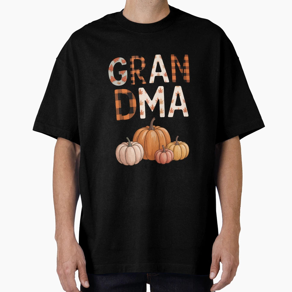 Grandma Pumpkin Fall Plaid Autumn T-Shirt - Novelty Apparel for Adults - T-Shirt, Sweatshirt, Hoodie