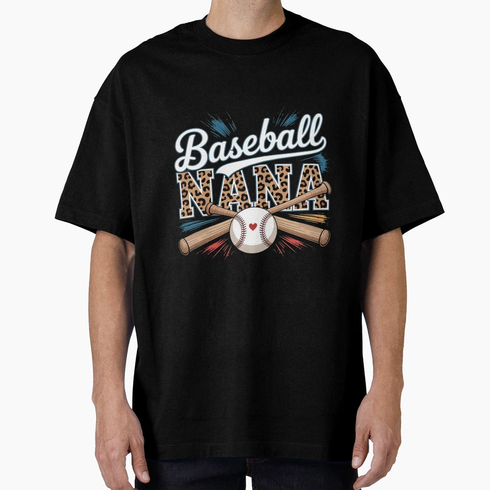Baseball Nana Game Day Leopard T-Shirt - Unique Graphic for Adults - T-Shirt, Sweatshirt, Hoodie