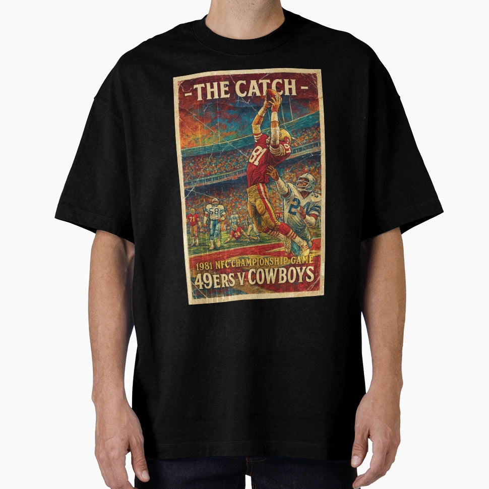 Dwight Clark Catch 49Ers V Cowboys T-Shirt - Minimalist Print for Adults - T-Shirt, Sweatshirt, Hoodie