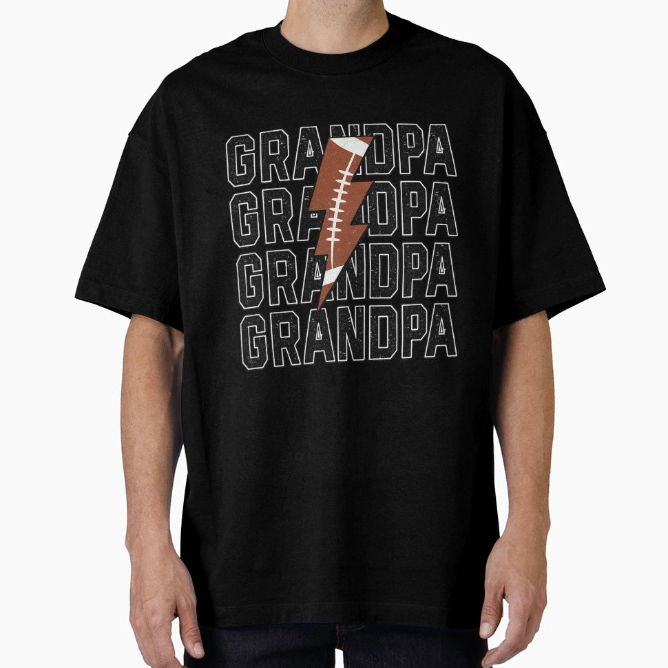 Grandpa Lightning Bolt Football T-Shirt - Casual Everyday Wear Unisex - T-Shirt, Sweatshirt, Hoodie