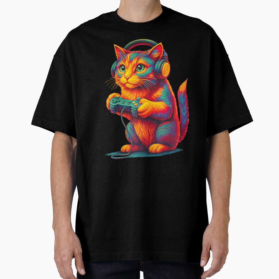 Gamer Cat Video Games Boys Teen Men Girls Funny Gift - Adult & Kids T-Shirts, Sweatshirts & Hoodies apparel design preview 1