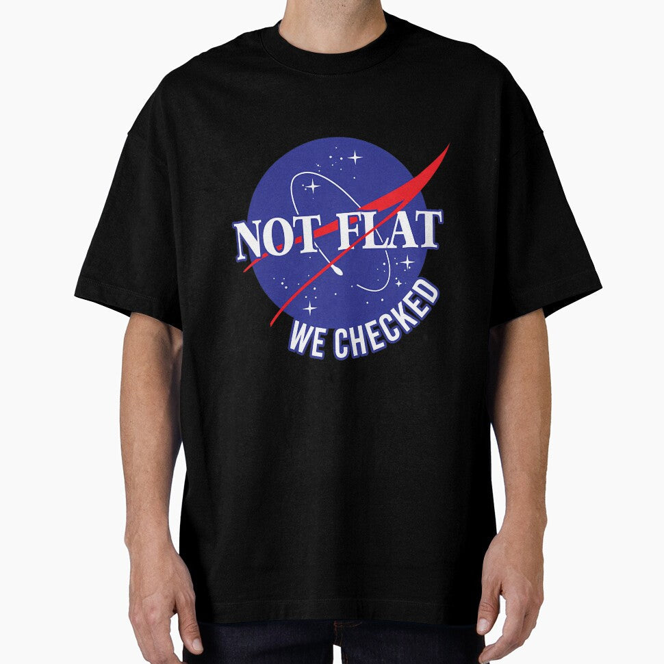Nasa Not Flat We Checked by JoeRusconi - Adult & Kids T-Shirts, Sweatshirts & Hoodies apparel design preview 1