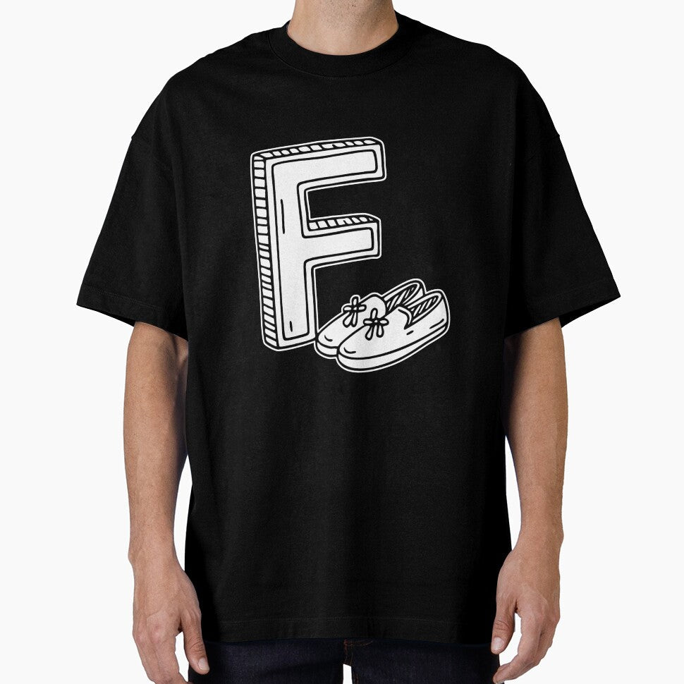 Illustration of Letter F Beside Flatshoes by - Adult & Kids T-Shirts, Sweatshirts & Hoodies apparel design preview 1