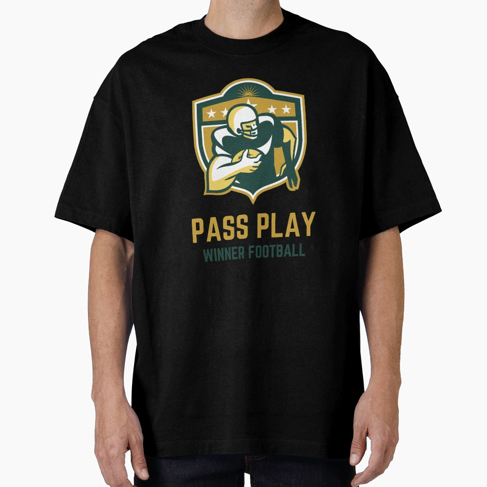 Green Gold Football Illustrated Pass T-Shirt - Fun Novelty Design Unisex - T-Shirt, Sweatshirt, Hoodie