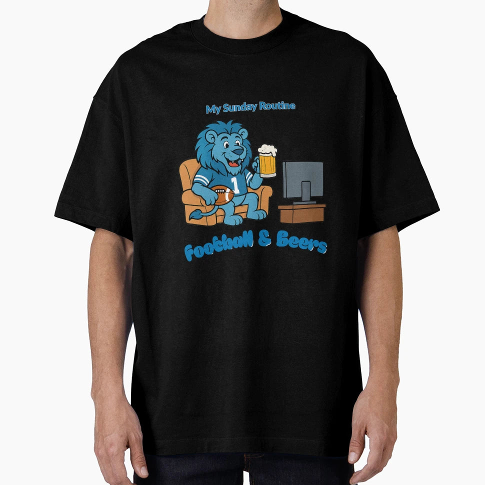 Detroit Lions My Sunday Routine Lion T-Shirt - Unique Graphic Men Women - T-Shirt, Sweatshirt, Hoodie