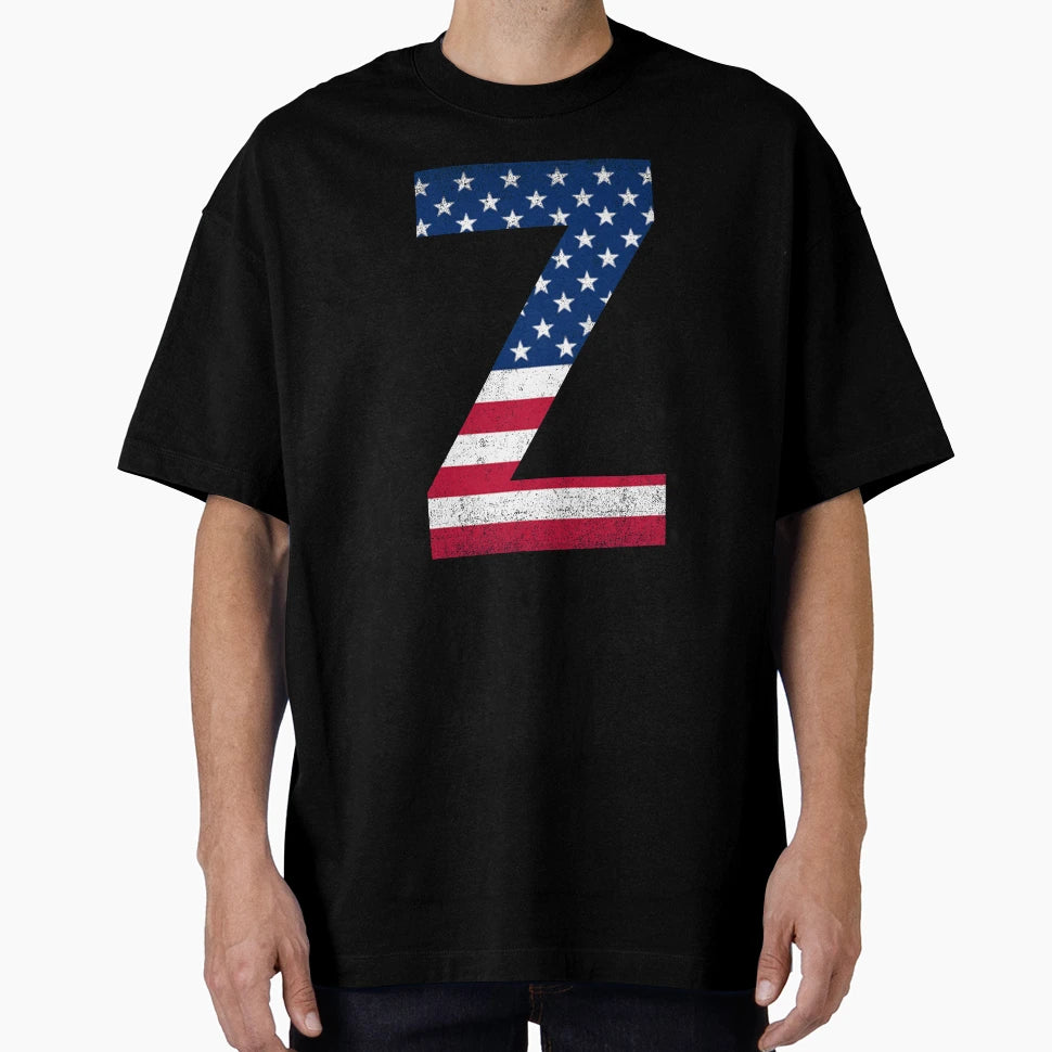 Letter Z Capital Alphabet American T-Shirt - Trendy Graphic for Adults - T-Shirt, Sweatshirt, Hoodie