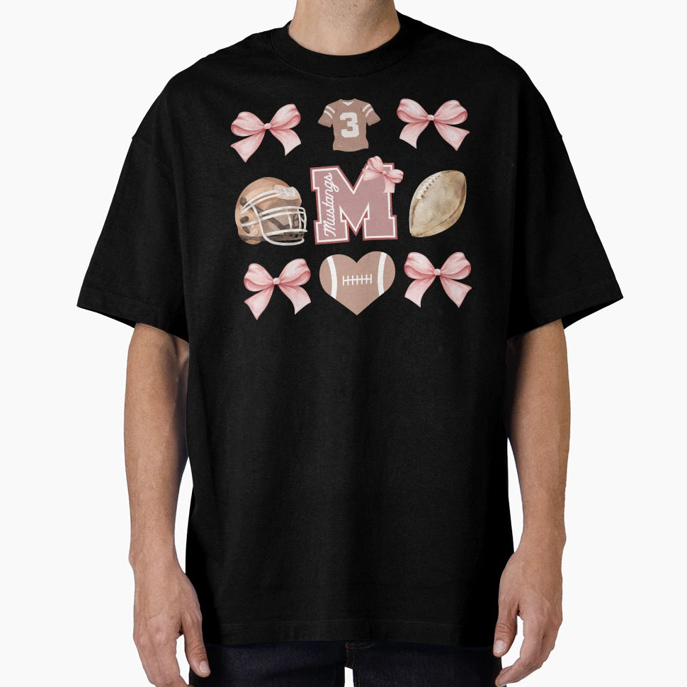 Mustang Football Cutesy T-Shirt - Aesthetic Graphic for Adults - T-Shirt, Sweatshirt, Hoodie