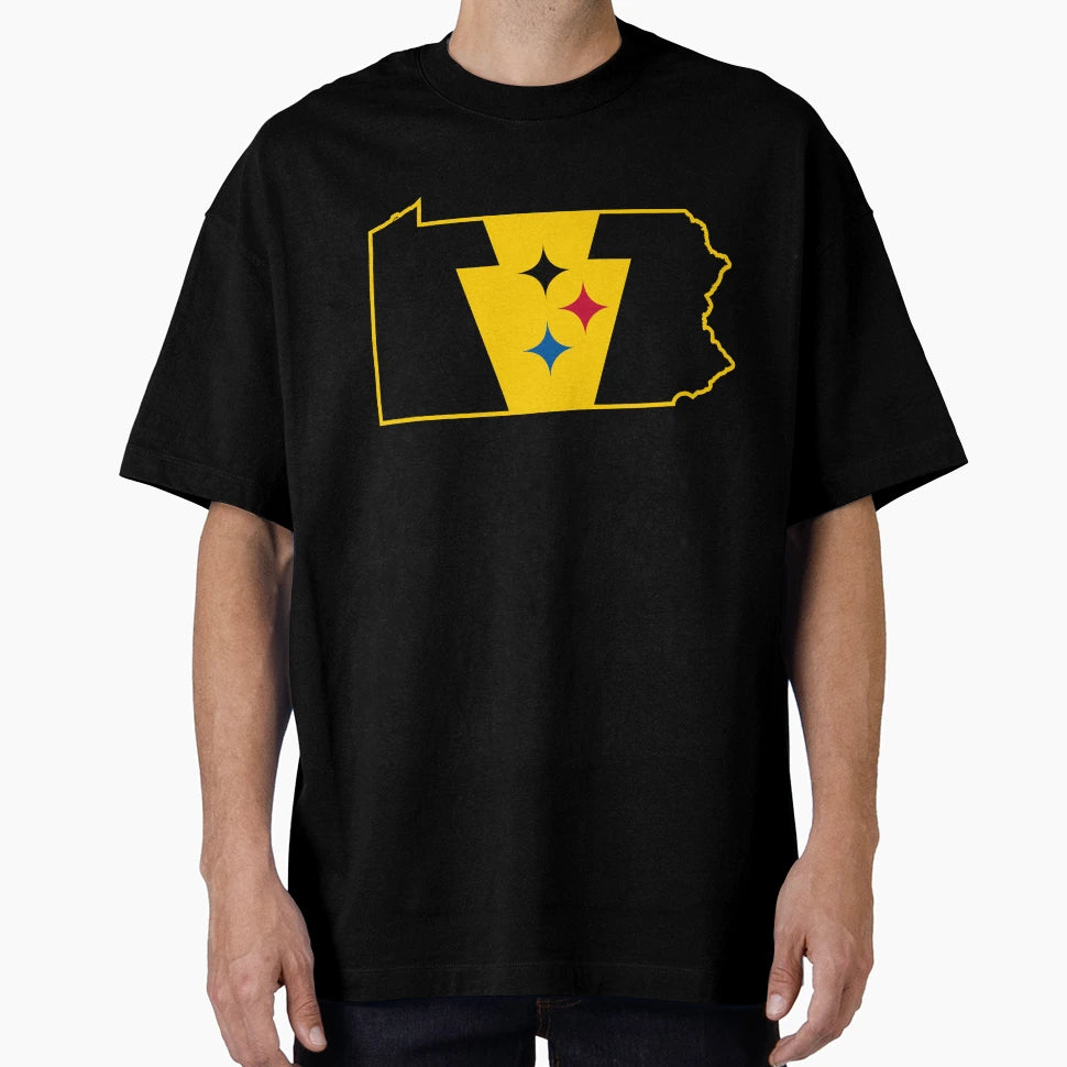 Pittsburgh Football Keystone Flag Map T-Shirt - Novelty Apparel Men Women - T-Shirt, Sweatshirt, Hoodie