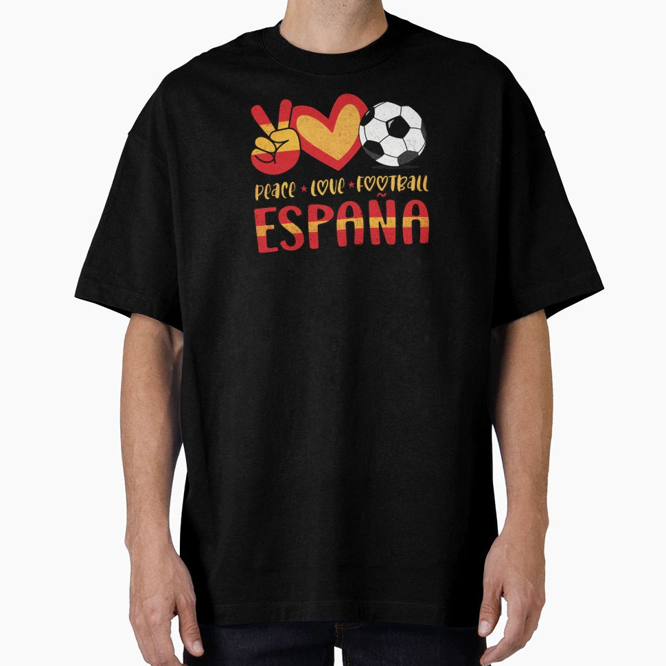 Spain Peace Love Football T-Shirt - Streetwear Style Unisex - T-Shirt, Sweatshirt, Hoodie