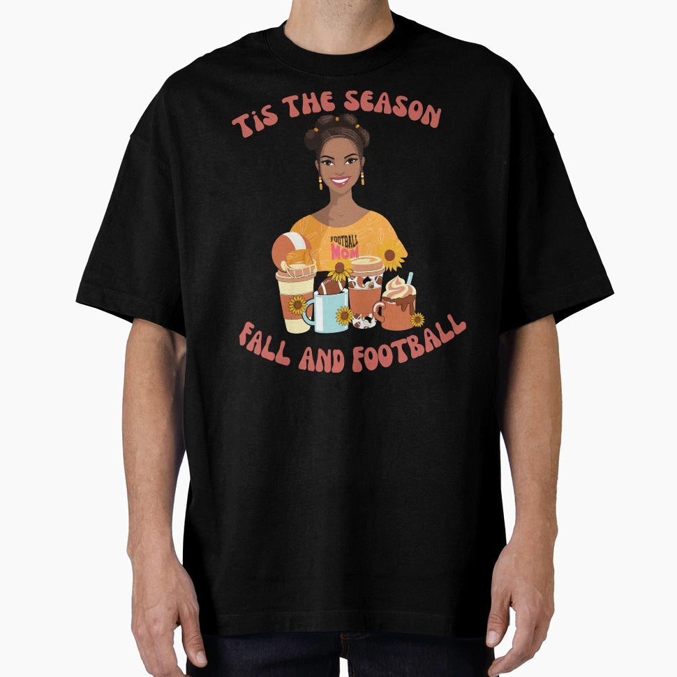 Football Mom Coffee And Football T-Shirt - Fun Novelty Design for Adults - T-Shirt, Sweatshirt, Hoodie