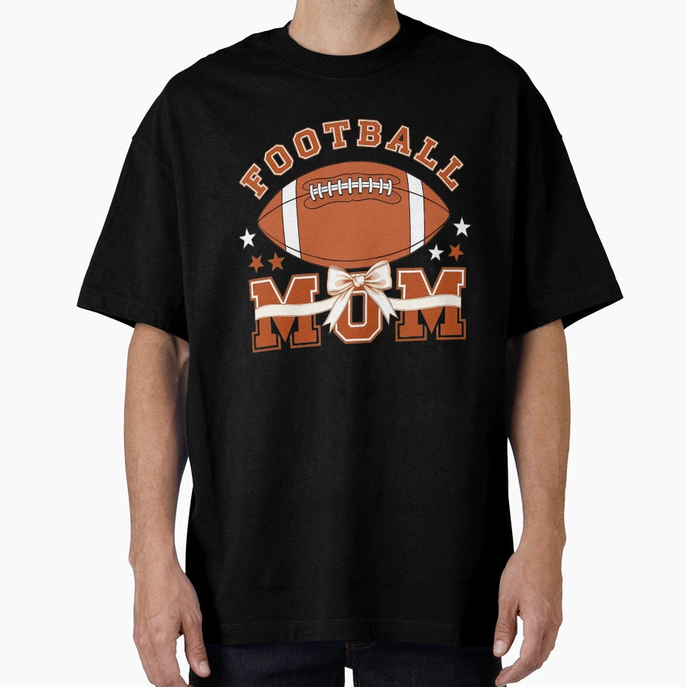 Proud Football Mom Bow And Stars T-Shirt - Unique Graphic Men Women - T-Shirt, Sweatshirt, Hoodie