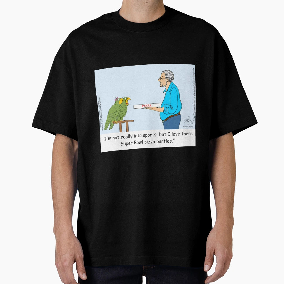 Super Bowl Pizza Party Parrots T-Shirt - Trendy Graphic for Adults - T-Shirt, Sweatshirt, Hoodie