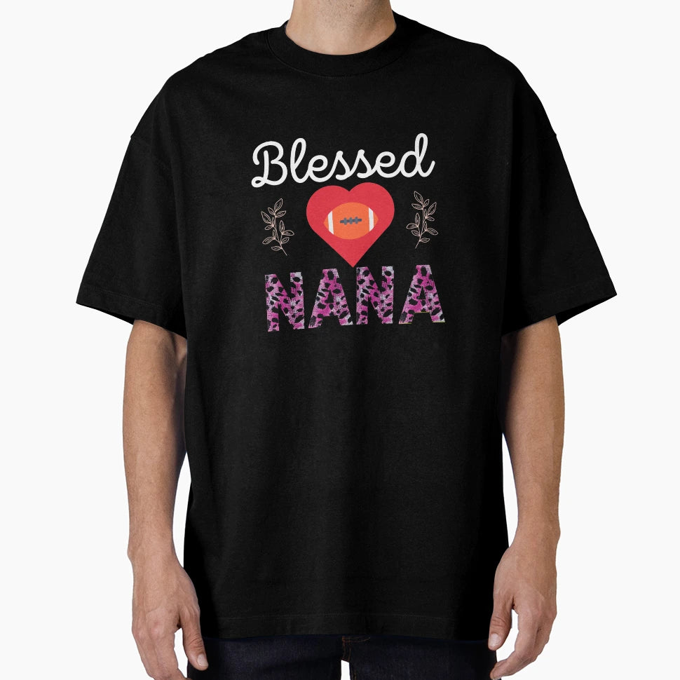Blessed Nana Football Heart Animal T-Shirt - Custom Art Print Men Women - T-Shirt, Sweatshirt, Hoodie
