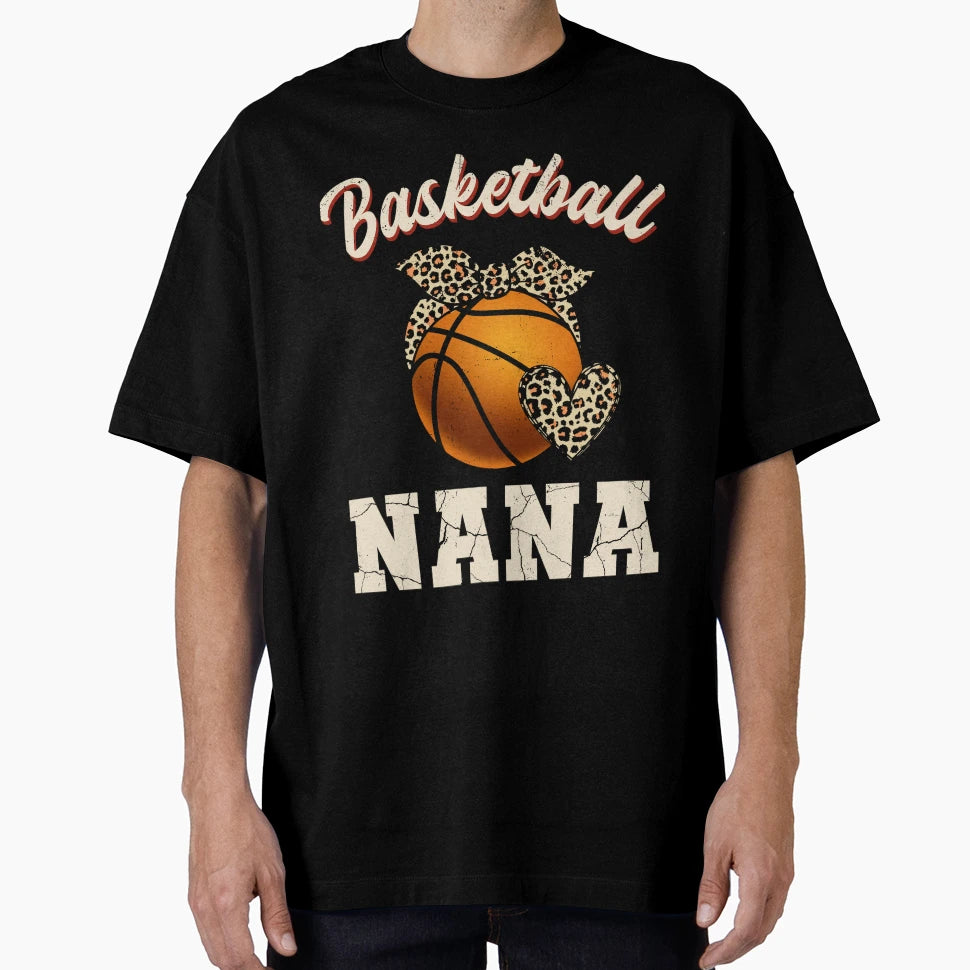 Basketball Nana Leopard Basketball T-Shirt - Custom Art Print for Adults - T-Shirt, Sweatshirt, Hoodie