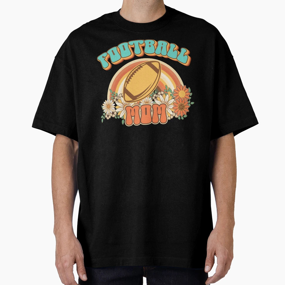 Groovy Football Mom Gift Funny T-Shirt - Minimalist Print for Adults - T-Shirt, Sweatshirt, Hoodie