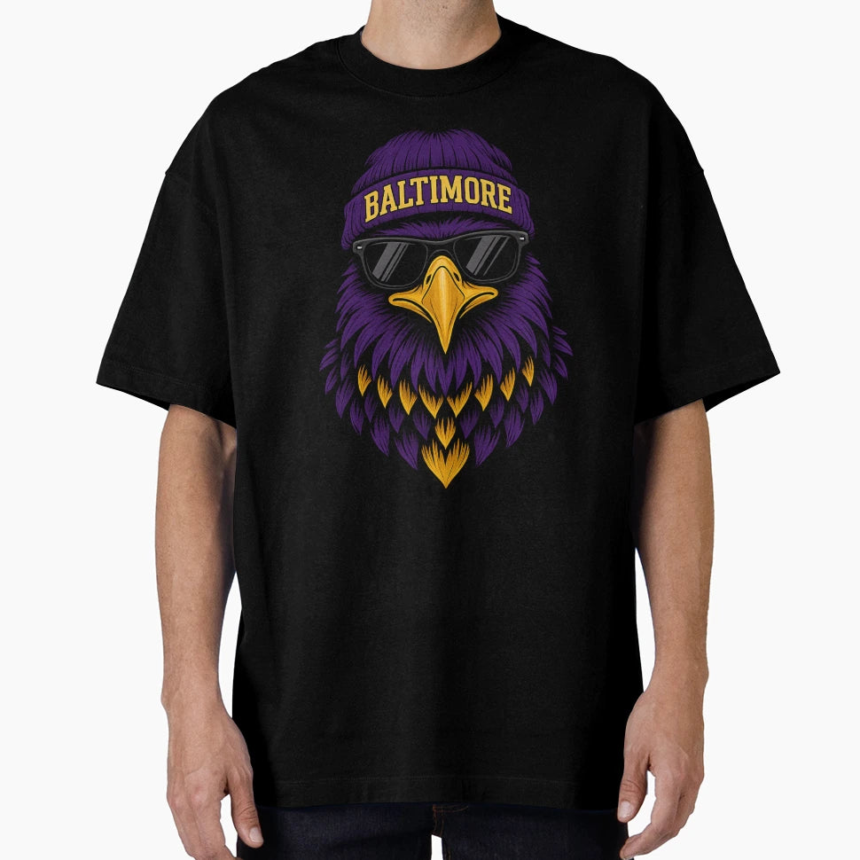 Baltimore Raven Fan Art T-Shirt - Minimalist Print Men Women - T-Shirt, Sweatshirt, Hoodie