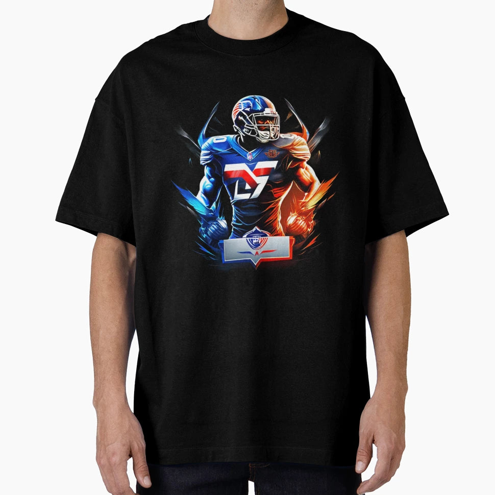 Strong Football Player Holding Football T-Shirt - Streetwear Style Unisex - T-Shirt, Sweatshirt, Hoodie
