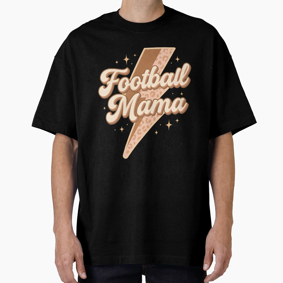 Football Mama Leopard Lightning Bolt T-Shirt - Custom Art Print Men Women - T-Shirt, Sweatshirt, Hoodie