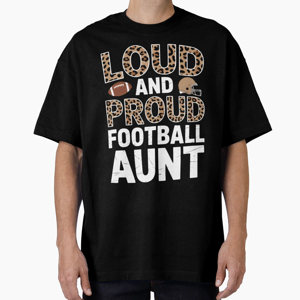 Leopard Football Aunt Family T-Shirt - Casual Everyday Wear Men Women - T-Shirt, Sweatshirt, Hoodie