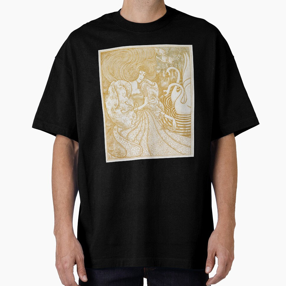 Woman with a Butterfly at Pond Two Swans (1894) by - Adult & Kids T-Shirts, Sweatshirts & Hoodies apparel design preview 1